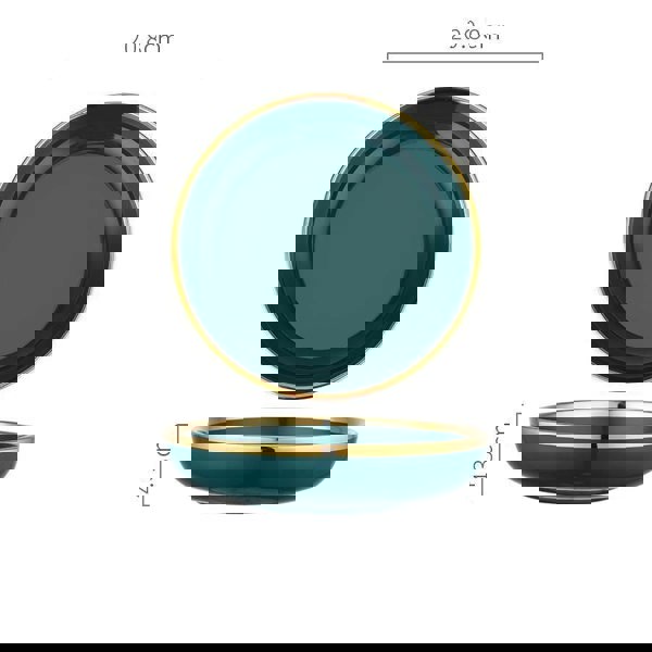 9 Piece Dinner Set, Green And Gold-Weilai Concept-Weilai Concept