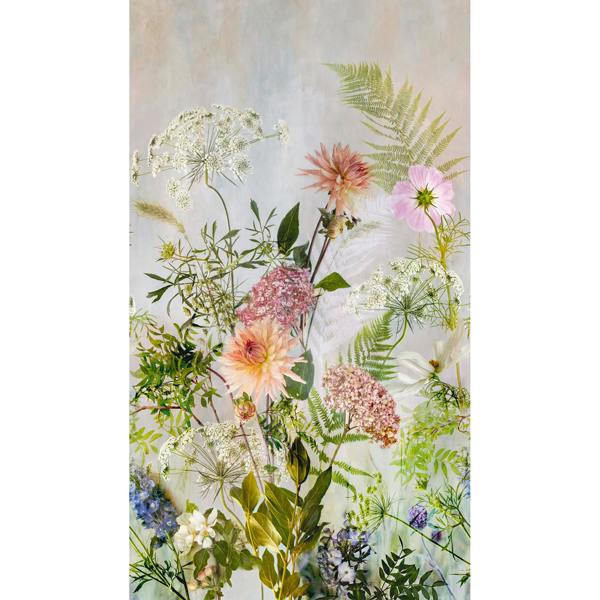 Grandeco Meadow Floral 3 panel repeatable Textured Mural, 1.59 x 2.8m