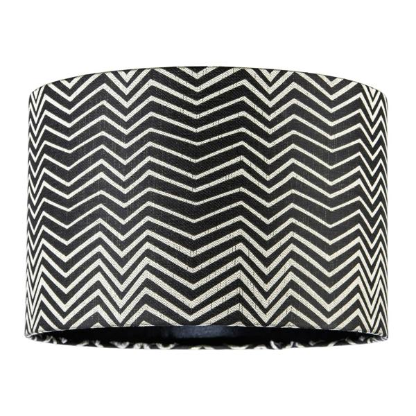 Scandinavian Style Black and White Chevron Pattern Textured Lamp Shade Image 1