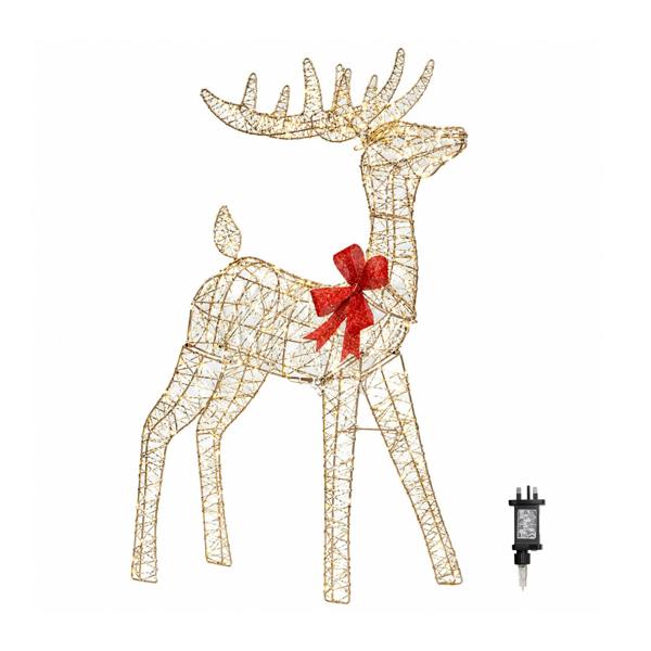 Samuel Alexander 1m Light up Gold Twist Christmas Standing Reindeer with 300 Warm White LEDs
