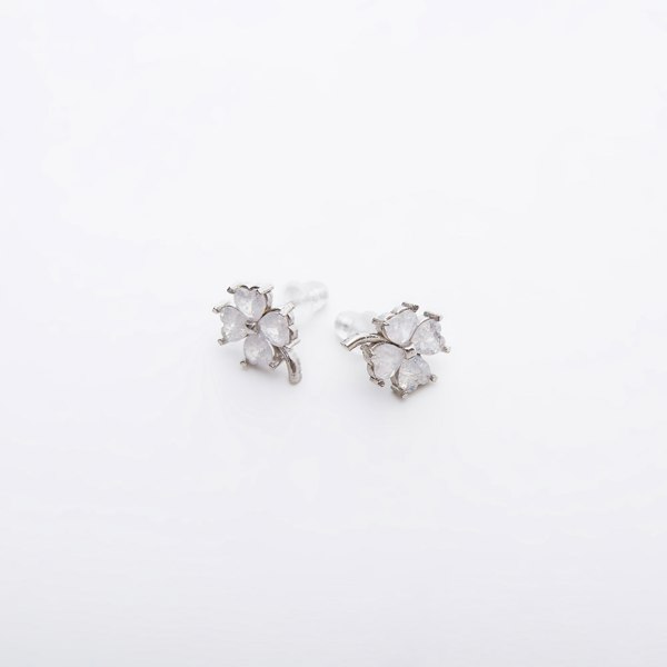 Spero London Four Leaf Clover Sterling Silver Stud Earrings