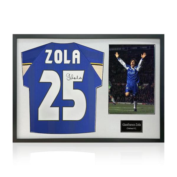 Gianfranco Zola Signed Chelsea Shirt Classic Frame