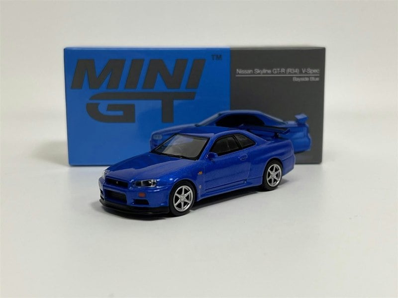 Mini GT Nissan Skyline GTR R34 V Spec Bayside Blue RHD 1:64 Mini GT MGT00759R