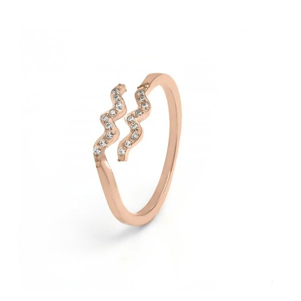 Say It With Aquarius Ring with CZ Stones - Rose Gold Plated