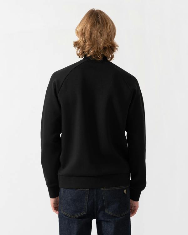 Back of the BOSS Green Skaz Mens Full Zip Funnel Neck Sweatshirt with Tonal Logo - Black 001