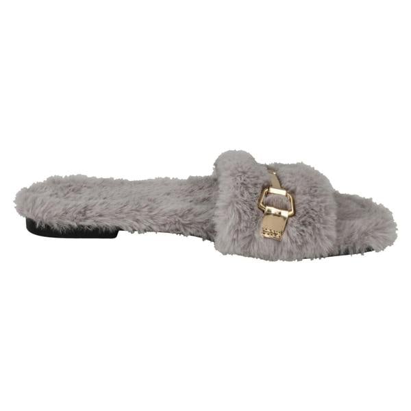 Spot On Ladies Spot On Flat Fur Mule Sliders F00139