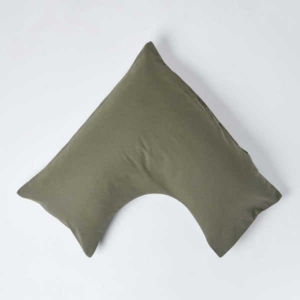 HOMESCAPES French Flax Linen V Shaped Pillowcase