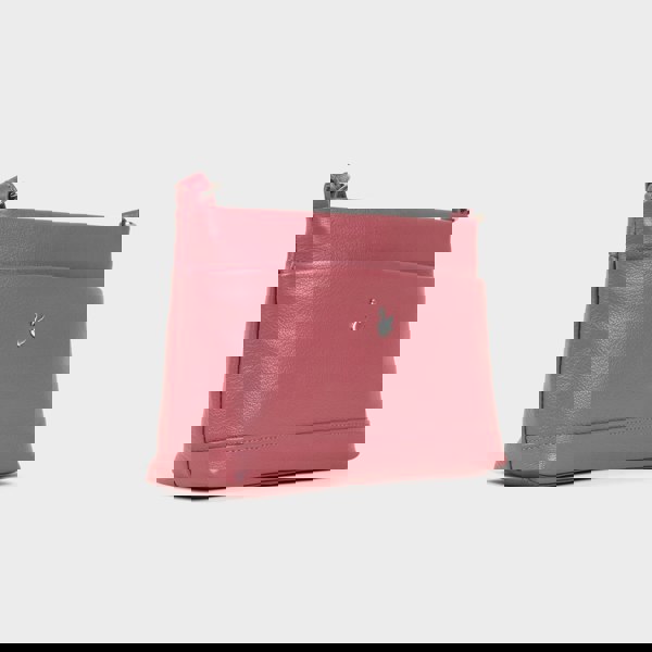 Assots London 'SANDRA' Carmine Pink Soft Nappa Full Grain Real Leather Crossbody Bag