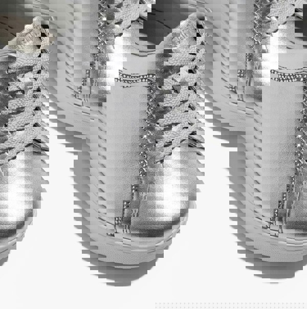 FitFlop RALLY CRYSTAL-TRIM LEATHER Womens Fashion Trainers Silver