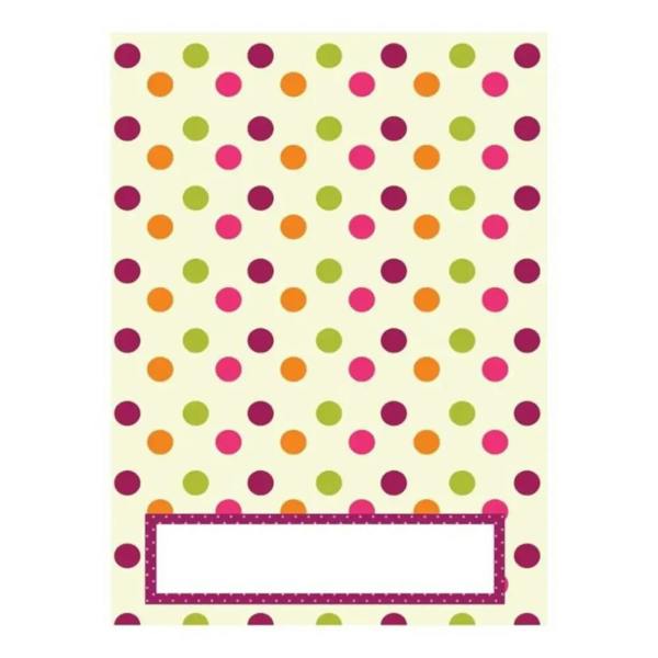 Vibrant polka dot notebook cover with purple border for Highland Dance proud moments case