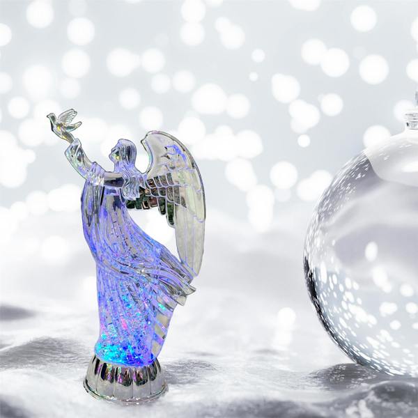 3cm LED Light Up Angel Figure Swirling Glitter Acrylic Christmas Decoration image 5
