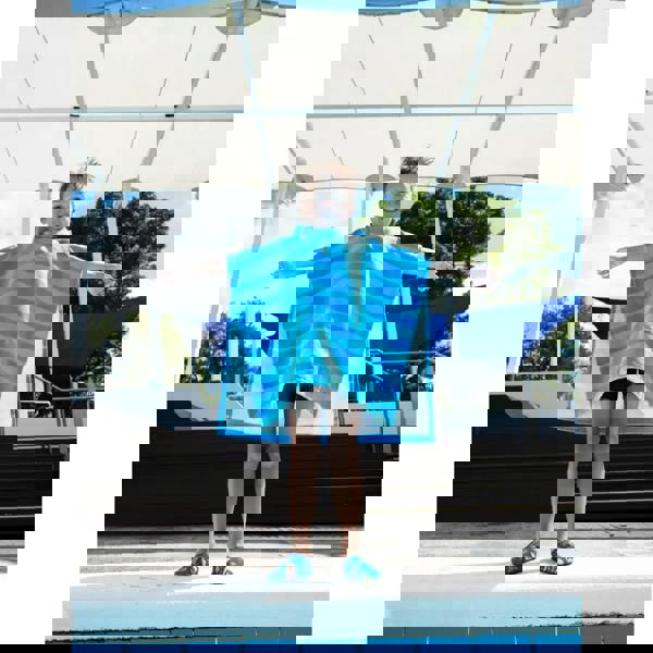 Zoggs Nautical Stripes Kids Poncho Hooded Towel Robe - Blue