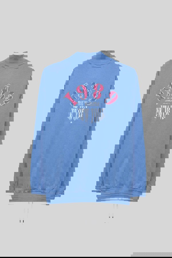 ENORSIA Half Zip High Neck Embroidery Sweatshirt