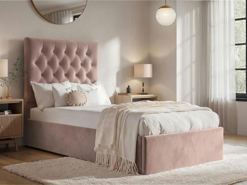 Milan Single Velvet Ottoman Bed