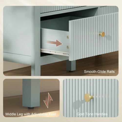 Wyld Haus Visalo Wooden Mint Green 6 Drawer Fluted Storage Dresser