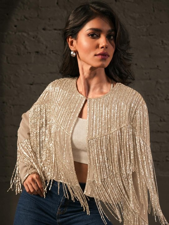 Rose & Nancy Scarlett Jacket Ivory and Soft Pearl