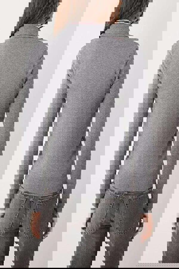 WOVCOR Mercerized Look Premium Yarn Polo Collar Knit Cardigan