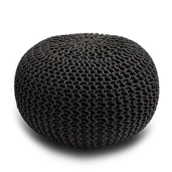 Snug City Knitted Pouffe Chunky Round Footstool Ottoman 100% Cotton