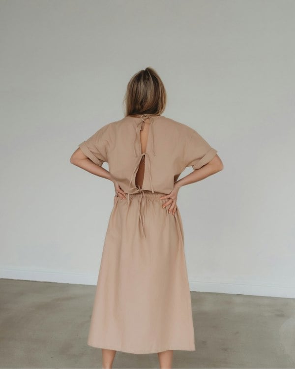 organic cotton Joyce Beige Midi Skirt- image 3