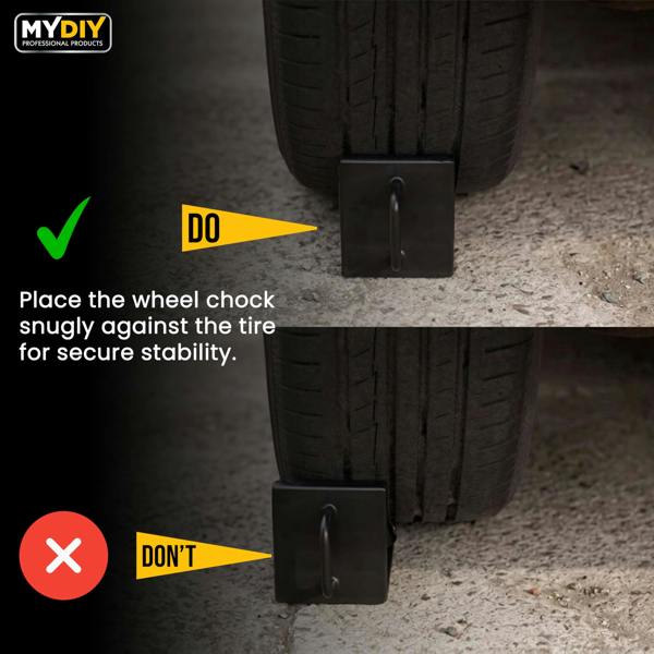 MY DIY PROFESSIONAL PRODUCTS MY DIY Wheel Chock 2-Piece Set - Heavy Duty Anti-Slip Wheel Chocks with & Easy-Grip Handle for Cars, Caravans & Trailers