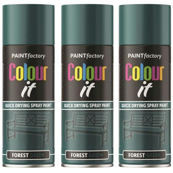Paint Factory 3X  Forest Green Gloss Spray Paint 400ml