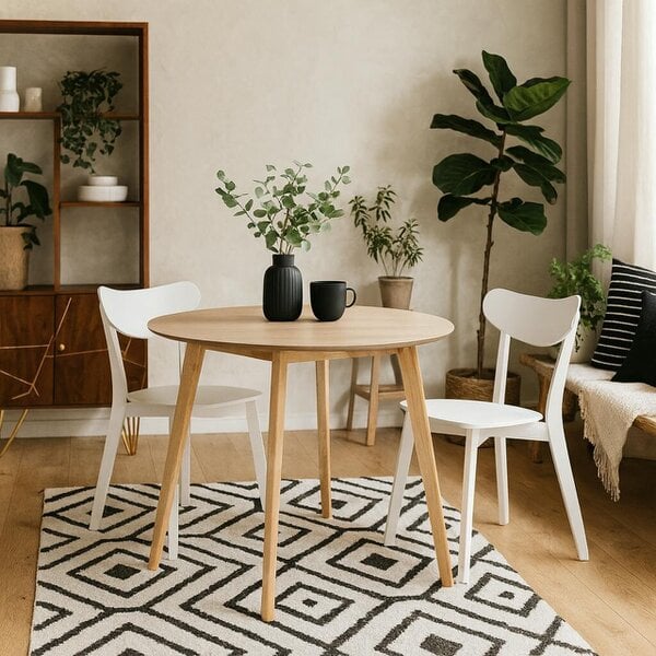 Wyld Haus Saffron Round Dining Table Natural Oak Veener