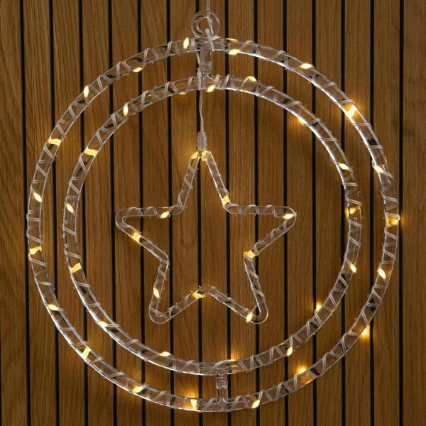 Samuel Alexander 34cm Light Up Star Rings Christmas Decoration with 45 Warm White LEDs