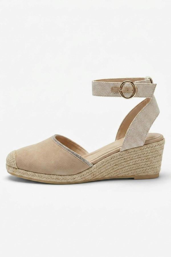Constance Faux Suede Closed Toe Espadrille - Beige