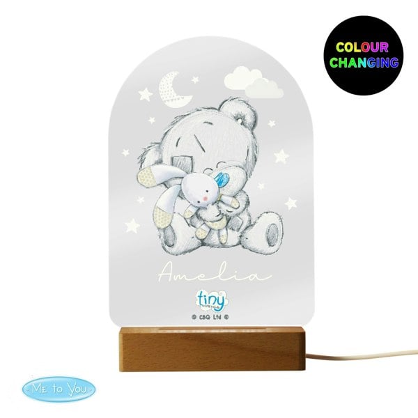 Personalised Memento Company Tiny Tatty Teddy Wooden Based LED Light
