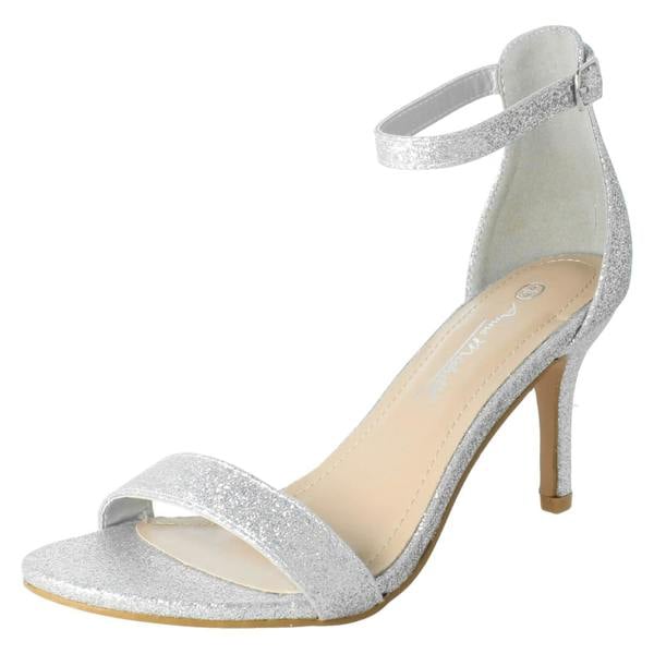 Anne Michelle Ladies Anne Michelle High Heeled Buckle Ankle Strap Evening Sandals F12108