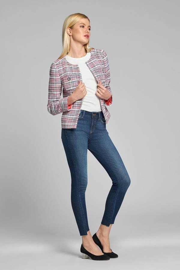 Rumour London Camille tweed jacket in blue, red and white