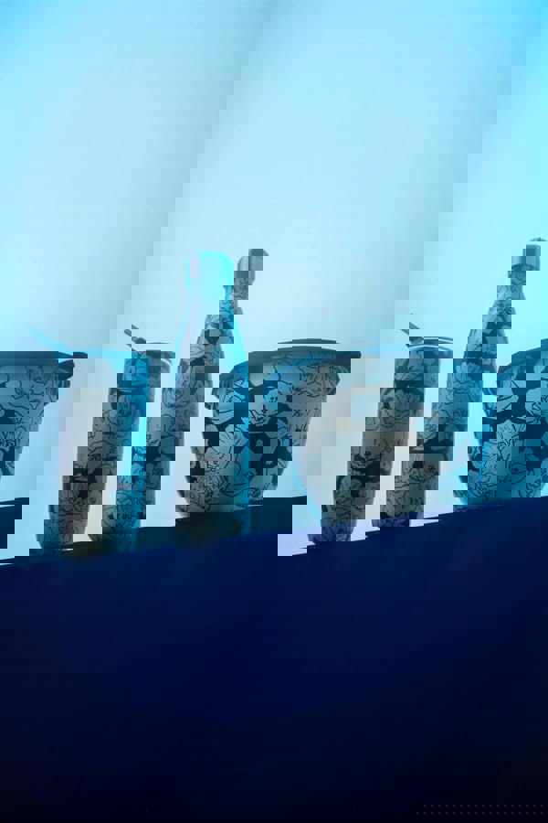 S'well Charcoal Bloom Water Bottle, Black & White, Stainless Steel Copper, 500ml