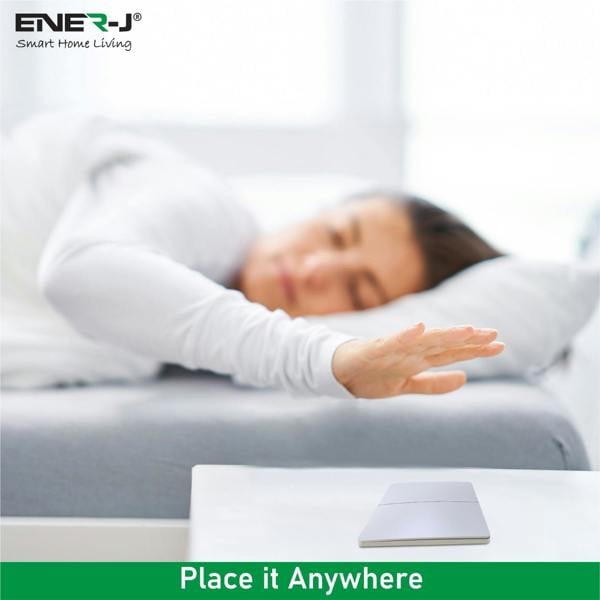 ENER-J's 2 Gang Wireless Switch White + 2 ways, 5A*2 600W RF Receiver for Non Dimmable Switch