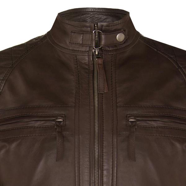 Infinity Leather Men's Vintage Zipped Leather Racing Quilted Biker Jacket