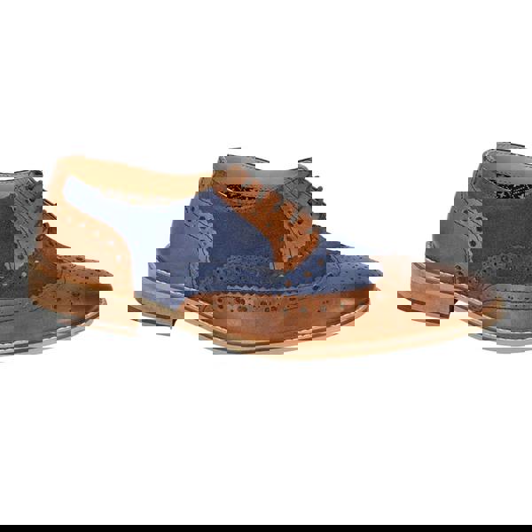 Roamers Mens Leather Brogues - Tan/Navy