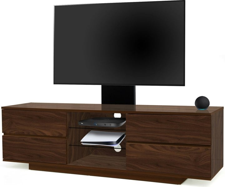Centurion Supports Avitus Walnut with 4-Walnut Drawers and 3-Shelves up to 65" LED, LCD, Plasma TV Stand with Mounting Arm