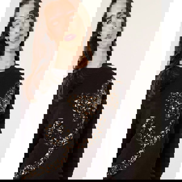 Blue Vanilla Leopard And Sequin Bow Sweatshirt