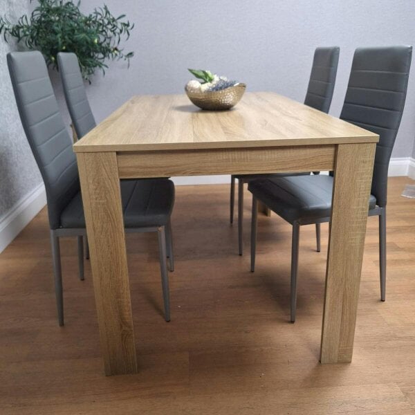 Kosy Koala Dining Table and 4 Chairs Oak Effect Table With 4 Grey Chairs Dining Room Furniture