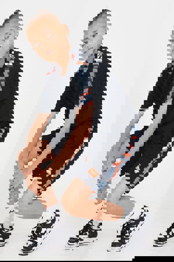 Beat Boyz Club Front Shorts - Black/Orange Geo