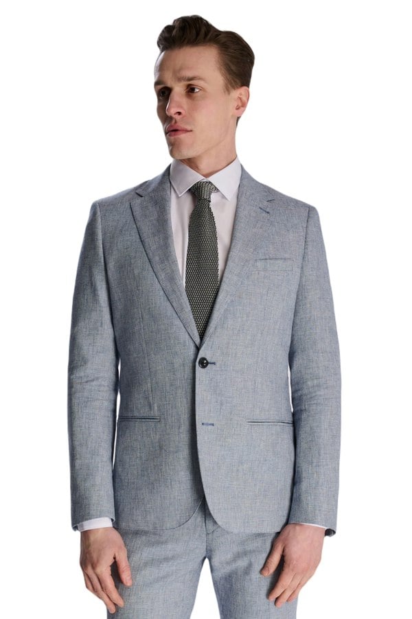 Harry Brown London Giacomo Slim Fit Cotton Linen Suit Jacket in Chambray