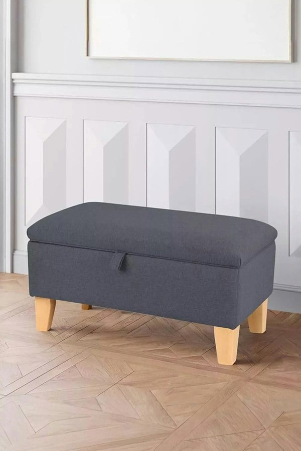 Living and Home Wide Rectangle Storage Ottoman Footstool