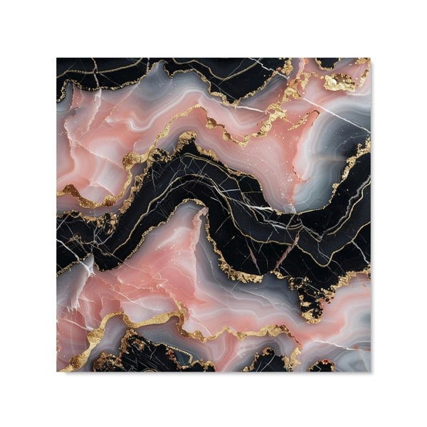 Warren Reed - Designer Baby Pink And Black Marble Effect Kitchen Splashback