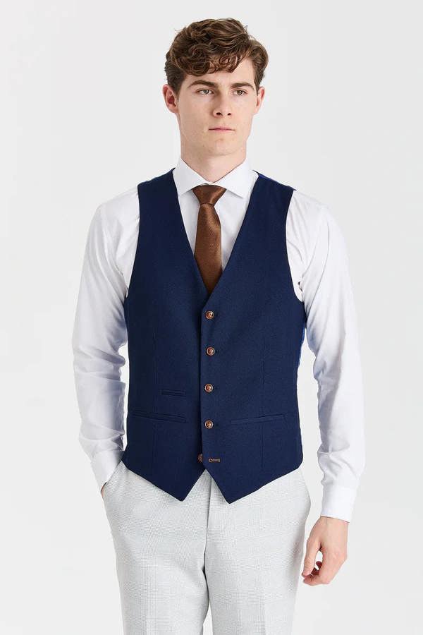 Paul Andrew Mark Stone Suit with Mayfair Navy Waistcoat
