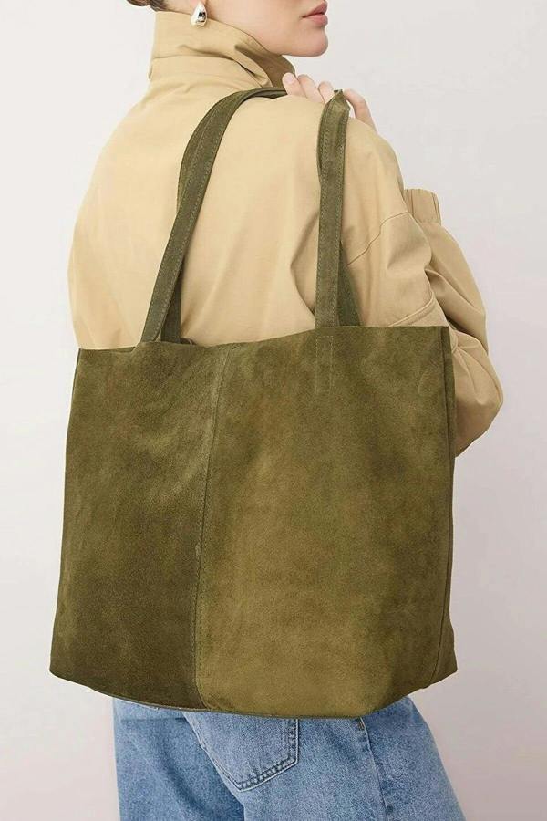 WOVCOR Genuine Leather Suede Women's Maxi Shoulder Bag