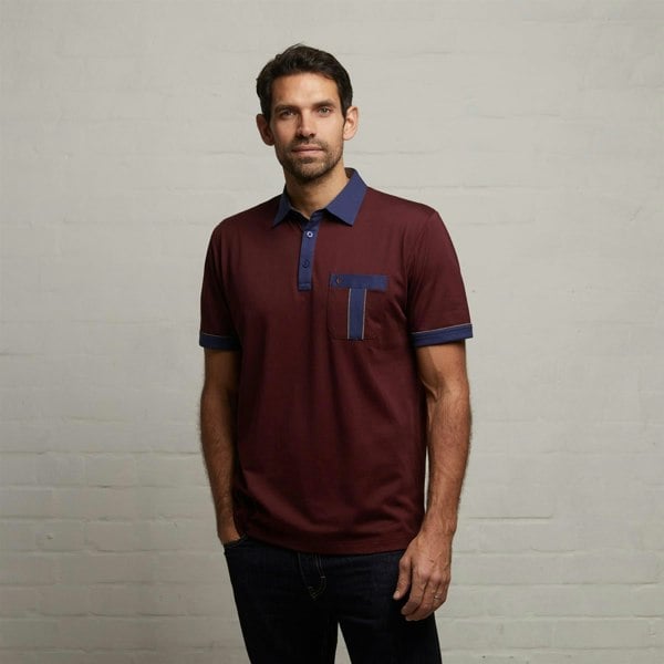 Gabicci G53X10 Mens Short Sleeve Plated Jersey Polo Shirt Gabicci Classic - BERRY