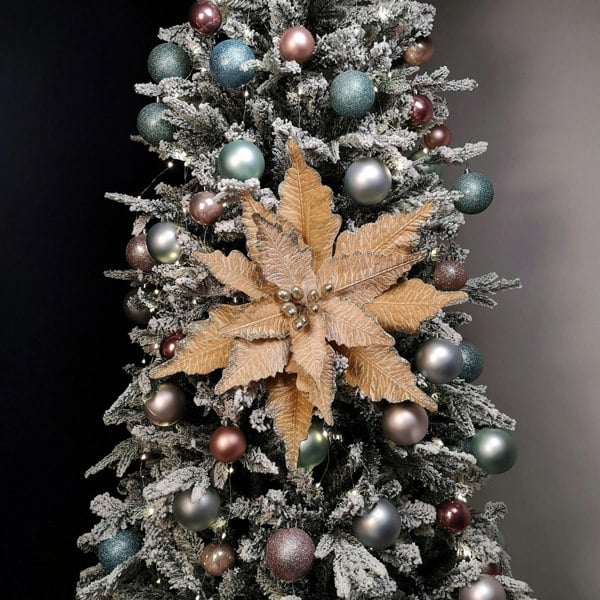 Samuel Alexander 68cm Champagne Gold Velvet Poinsettia Stem Christmas Decoration