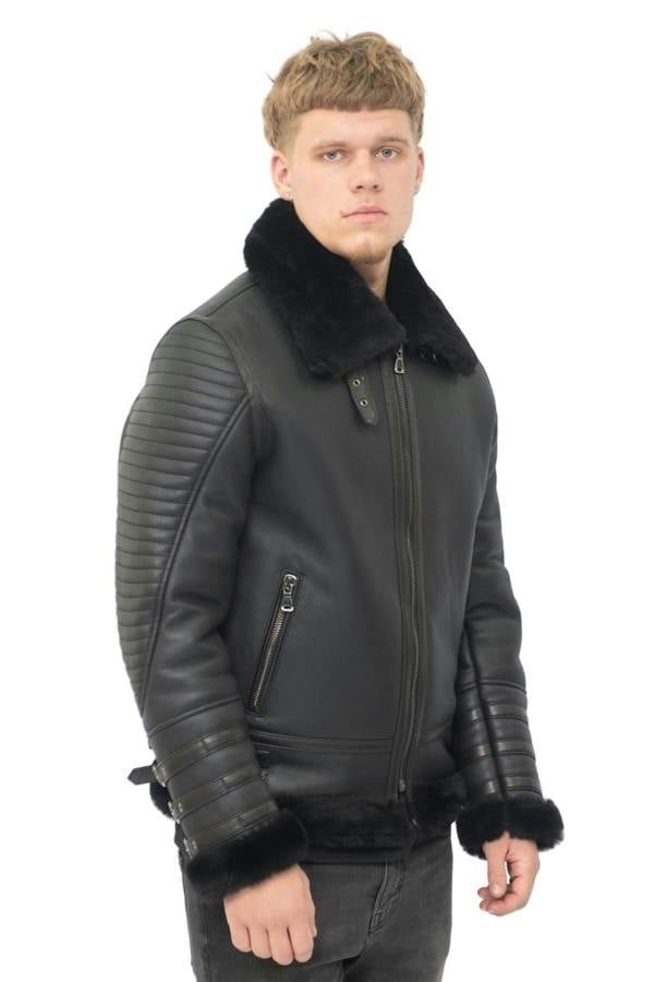 Infinity Leather Mens Retro Sheepskin Bomber Jacket-Asheville