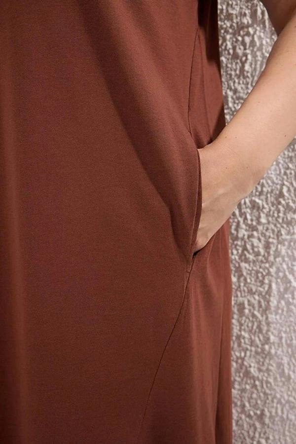 WOVCOR Midi 100% Cotton Knitted T-shirt Dress