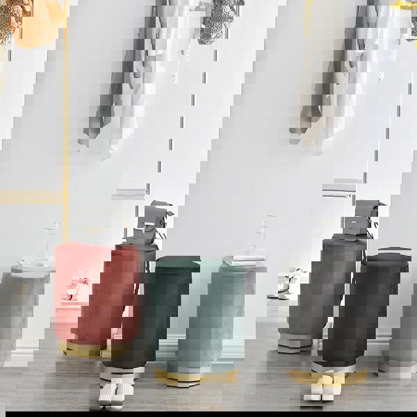 Valeria Footstool, Velvet-Weilai Concept-Weilai Concept