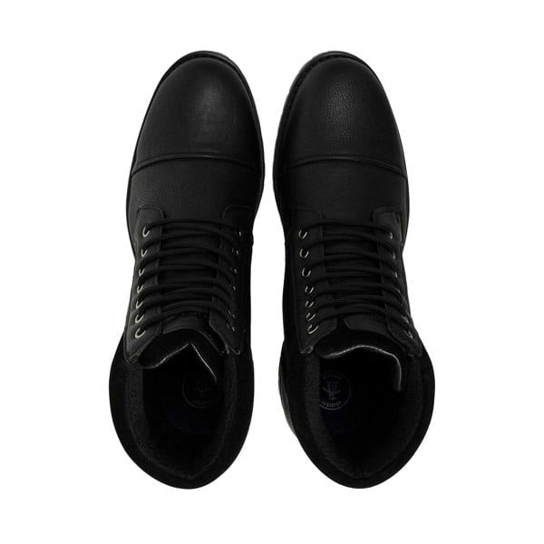Original Penguin Mens Plain Leather Combat Boots - Black - 